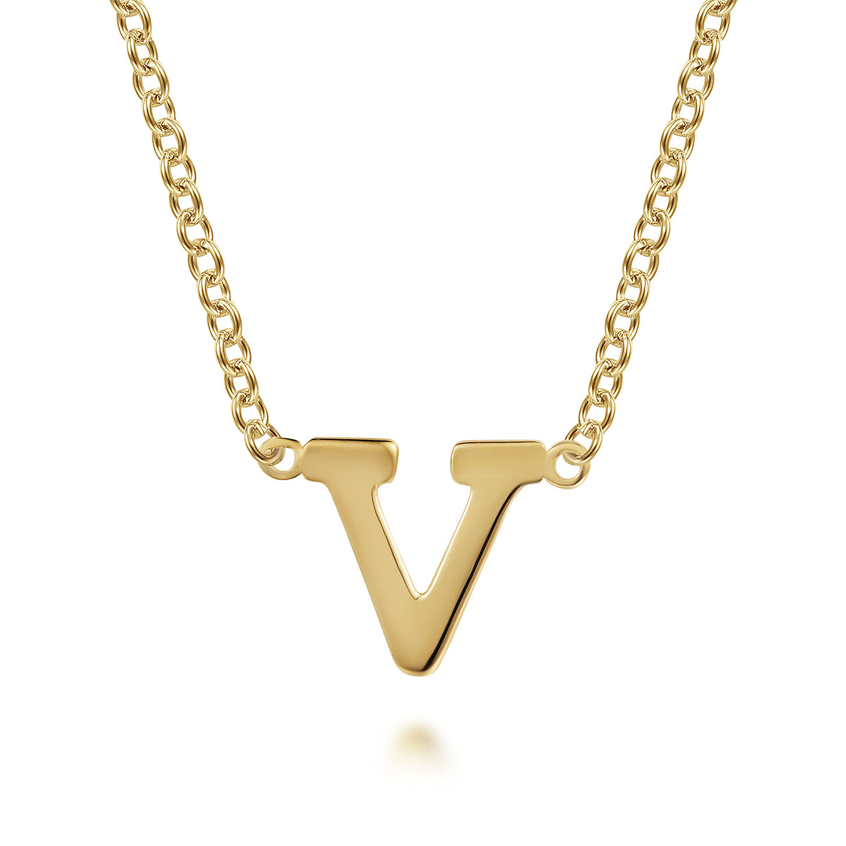 14K Yellow Gold V Initial Necklace — Gabriel & Co. NK6928V-Y4JJJ