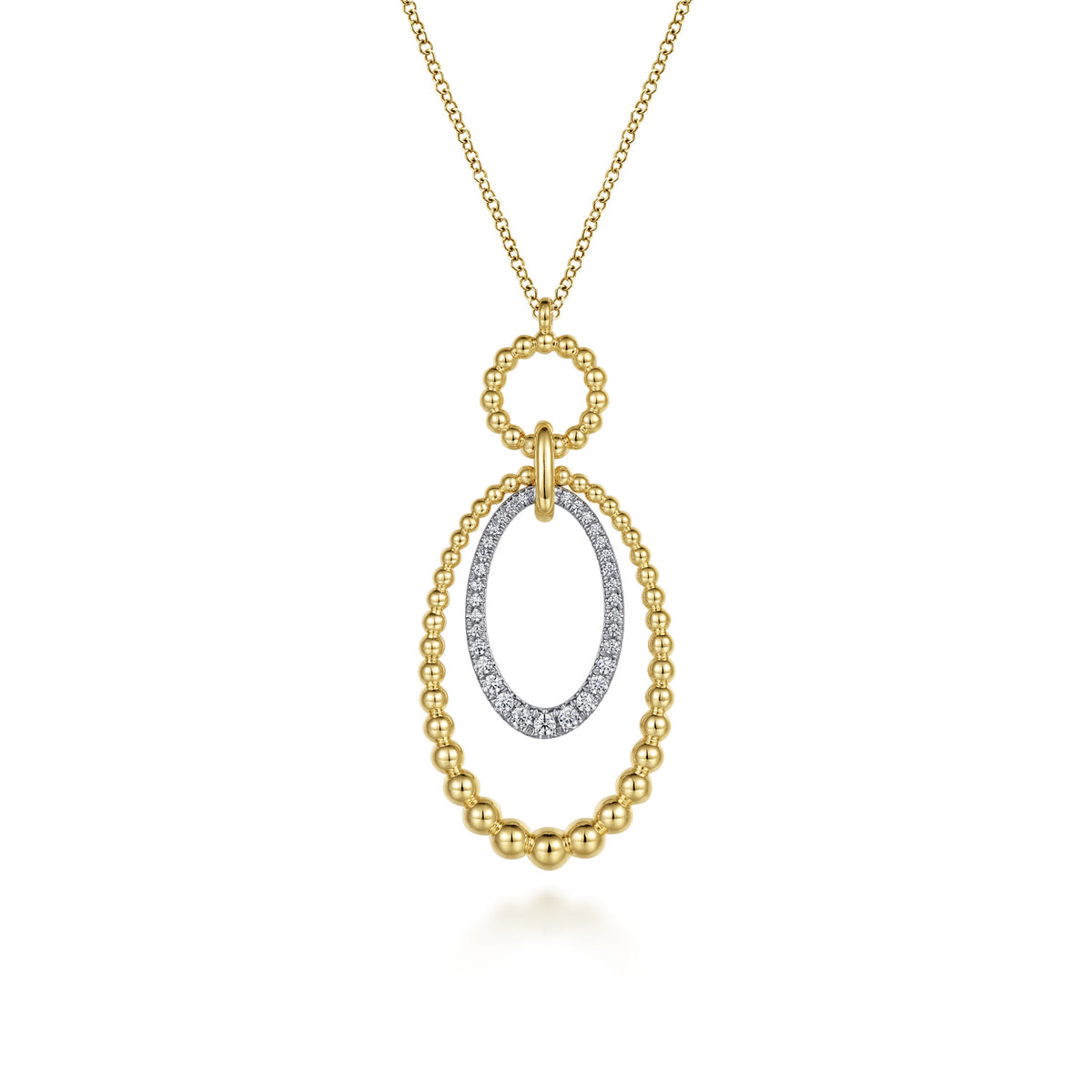 14K White-Yellow Gold Bujukan and Diamond Circle Pendant Necklace — Gabriel & Co. NK6995M45JJ