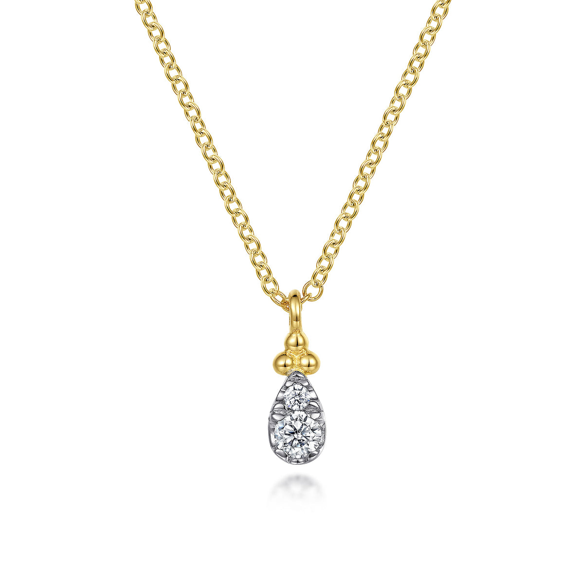 14K Yellow Gold Diamond Teardrop Pendant Necklace-Bujukan — Gabriel & Co. NK7056Y45JJ