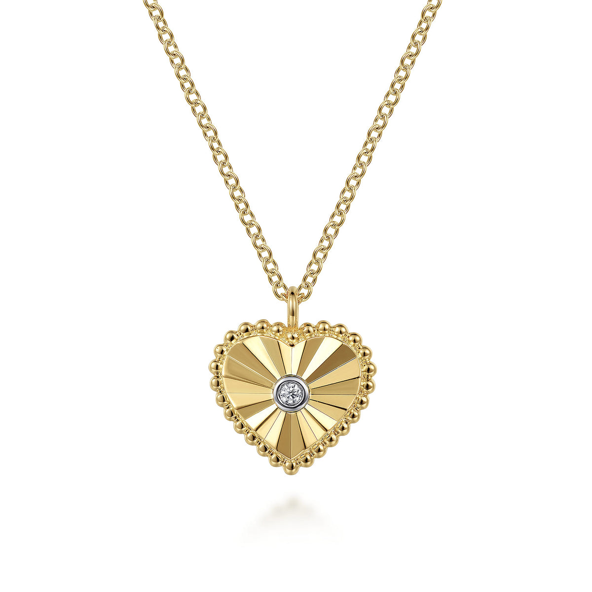 Pendant Necklace Heart 14K White and Yellow Gold Diamond 0.01ct — Gabriel & Co. NK7063M45JJ