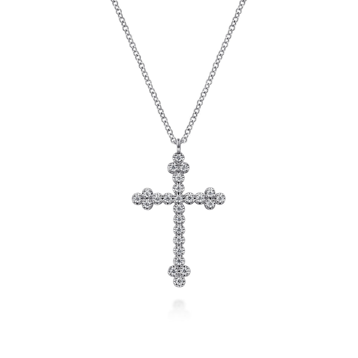 14K White Gold Diamond Cross Pendant Necklace — Gabriel & Co. NK7197W45JJ