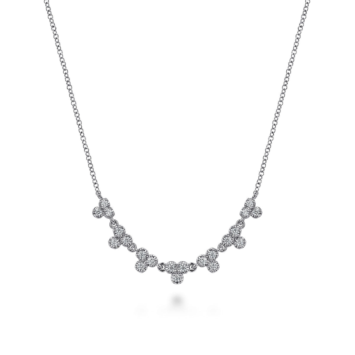 14K White Gold Diamond Droplet Link Necklace — Gabriel & Co. NK7203W45JJ