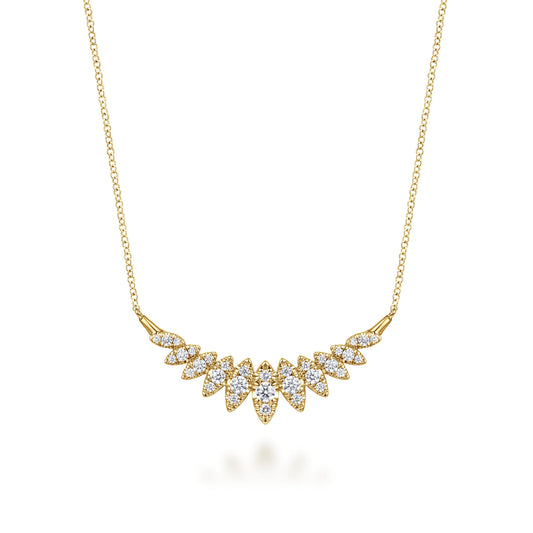 14K Yellow Gold Diamond Marquise Bar Necklace — Gabriel & Co. NK7250Y45JJ