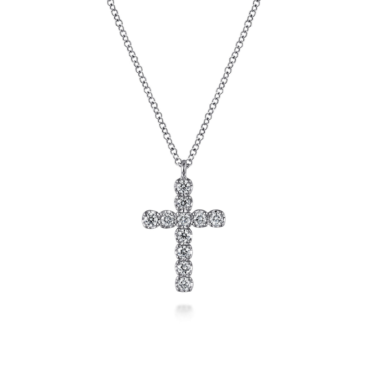 14K White Gold Diamond Cross Pendant Necklace — Gabriel & Co. NK7298W45JJ