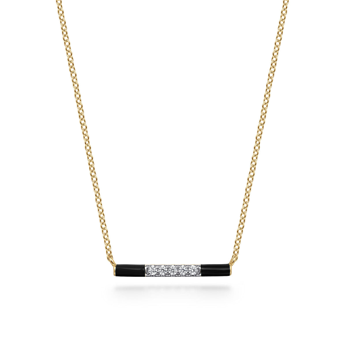 14K Yellow Gold Diamond Bar Necklace with Black Enamel — Gabriel & Co. NK7375E8Y45JJ