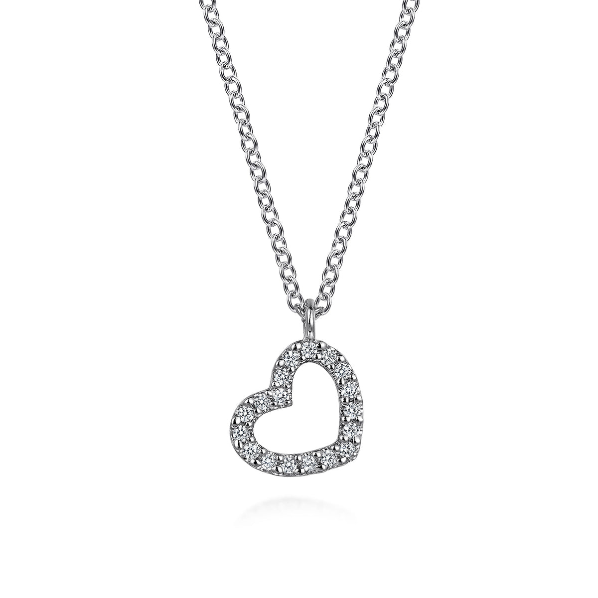 14K White Gold Diamond Heart Pendant Necklace — Gabriel & Co. NK7498W45JJ