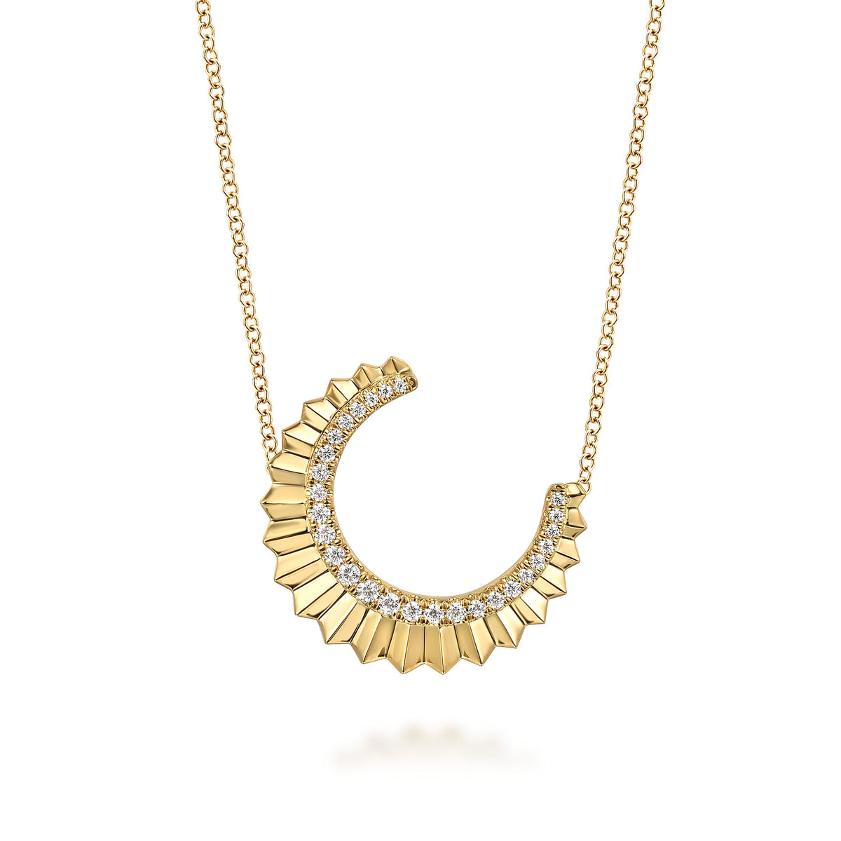 14K Yellow Gold Diamond Half Moon Diamond Cut Pendant Necklace — Gabriel & Co. NK7559Y45JJ