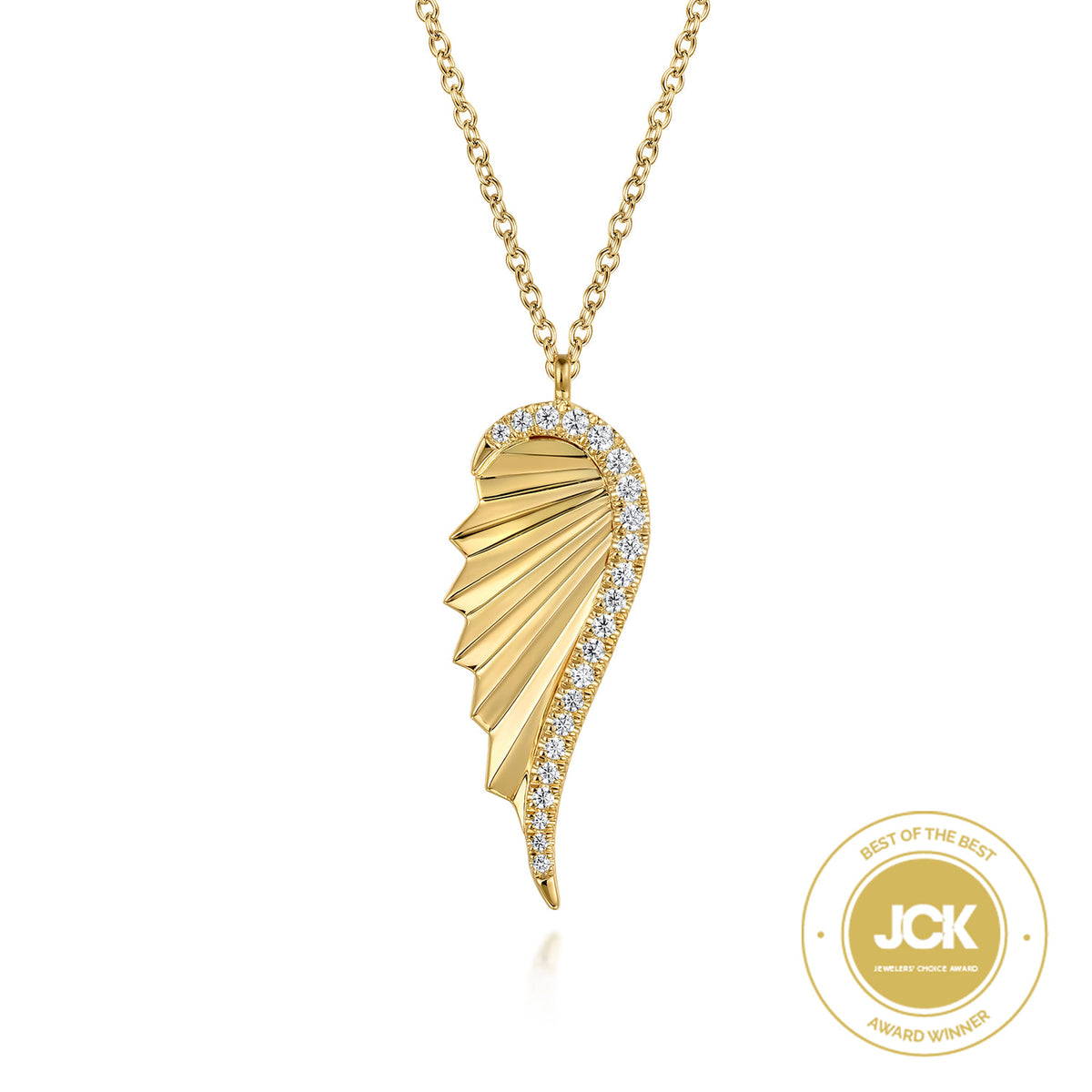 14K Yellow Gold Diamond Wing Pendant Necklace — Gabriel & Co. NK7570Y45JJ