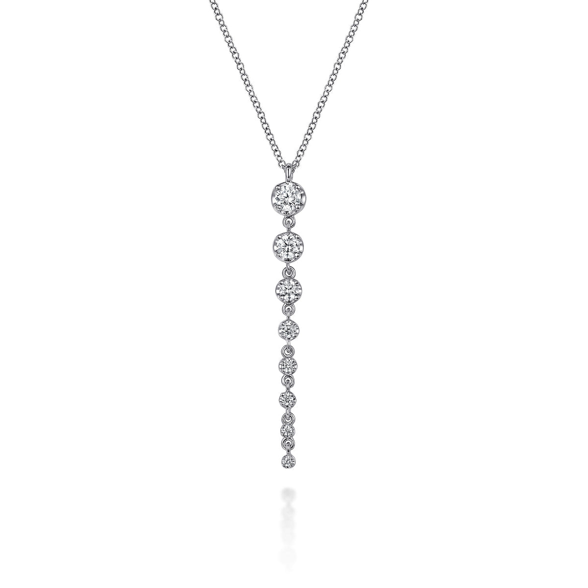 14K White Gold Graduating Vertical Diamond Bar Necklace — Gabriel & Co. NK7579W45JJ