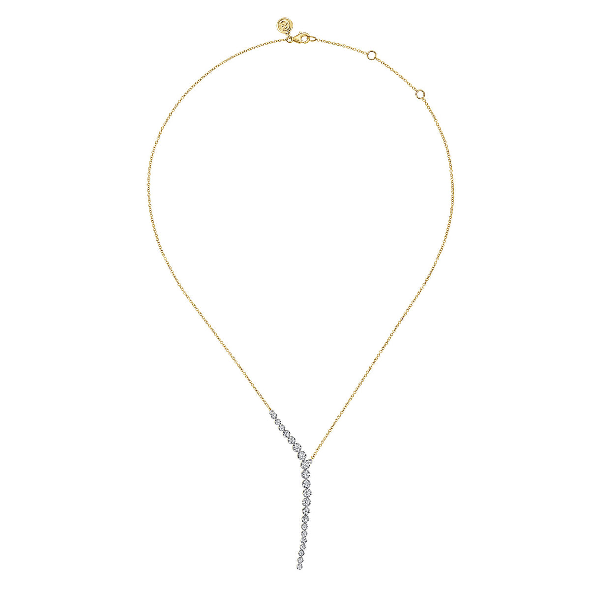 14K White and Yellow Gold Diamond Y Knots Necklace — Gabriel & Co. NK7580M45JJ