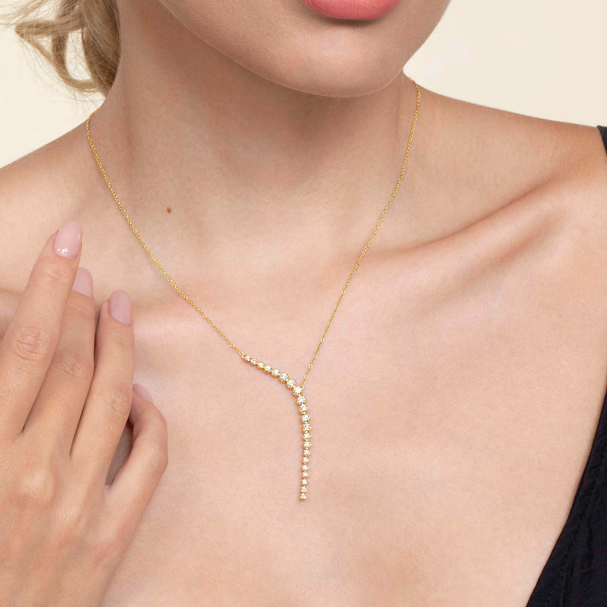 14K Yellow Gold Diamond Y Necklace — Gabriel & Co. NK7580Y45JJ