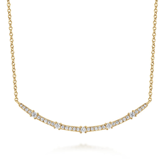14K Yellow Gold Diamond Bar Necklace — Gabriel & Co. NK7592Y45JJ