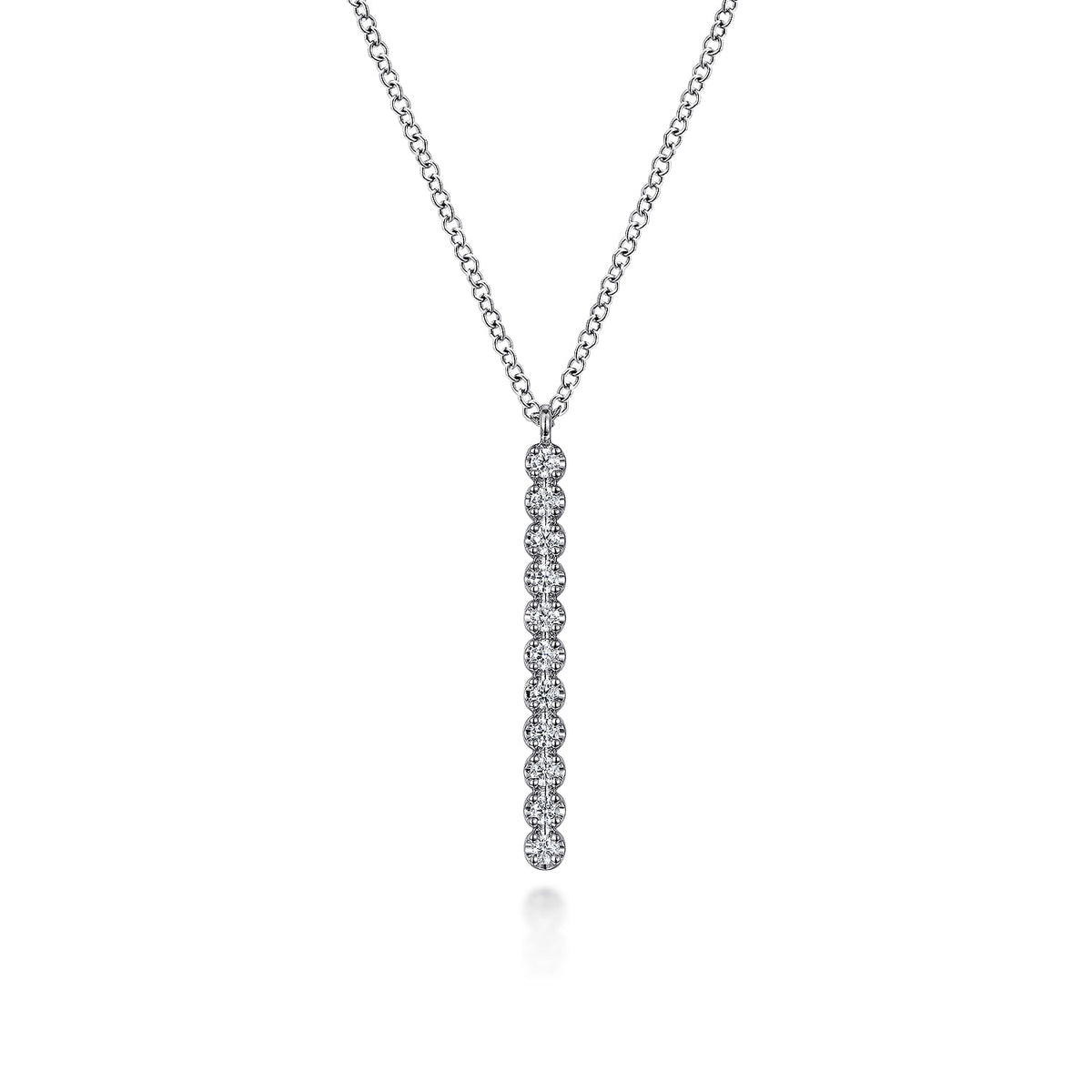 14K White Gold Diamond Vertical Bar Y Pendant Necklace — Gabriel & Co. NK7593W45JJ