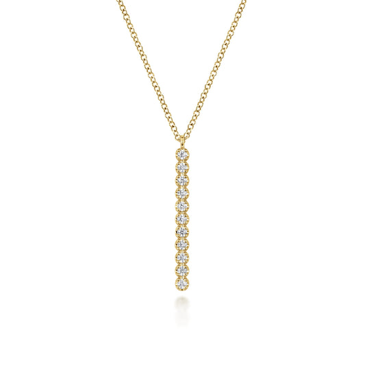 14K Yellow Gold Diamond Vertical Bar Y Pendant Necklace — Gabriel & Co. NK7593Y45JJ