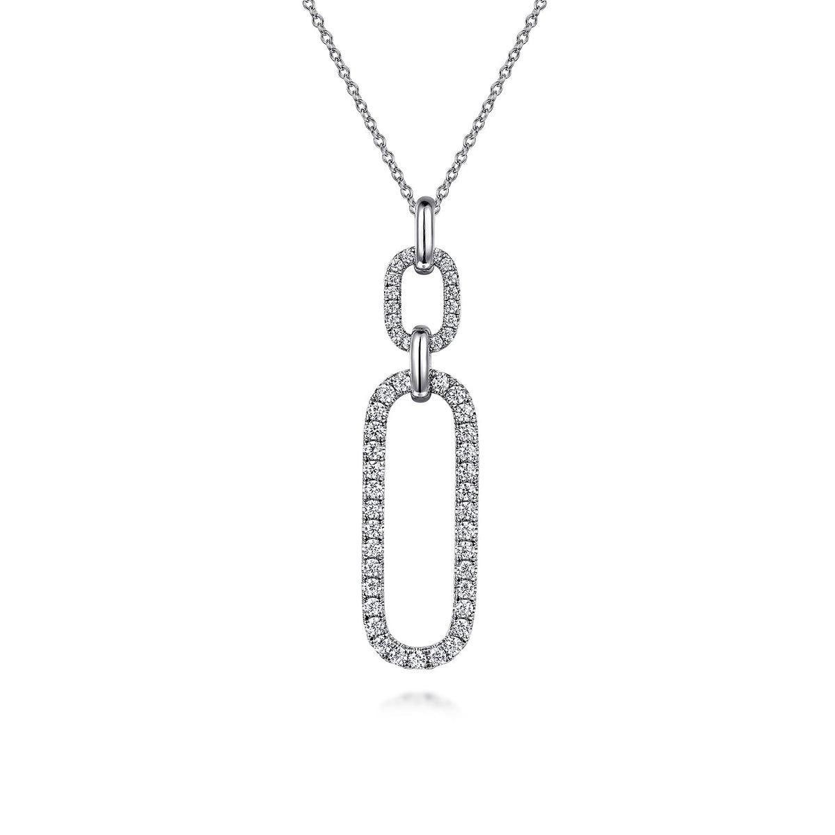 14K White Gold Diamond Link Chain Drop Pendant Necklace — Gabriel & Co. NK7595W45JJ