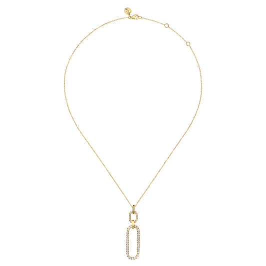 14K Yellow Gold Diamond Link Chain Drop Pendant Necklace — Gabriel & Co. NK7595Y45JJ