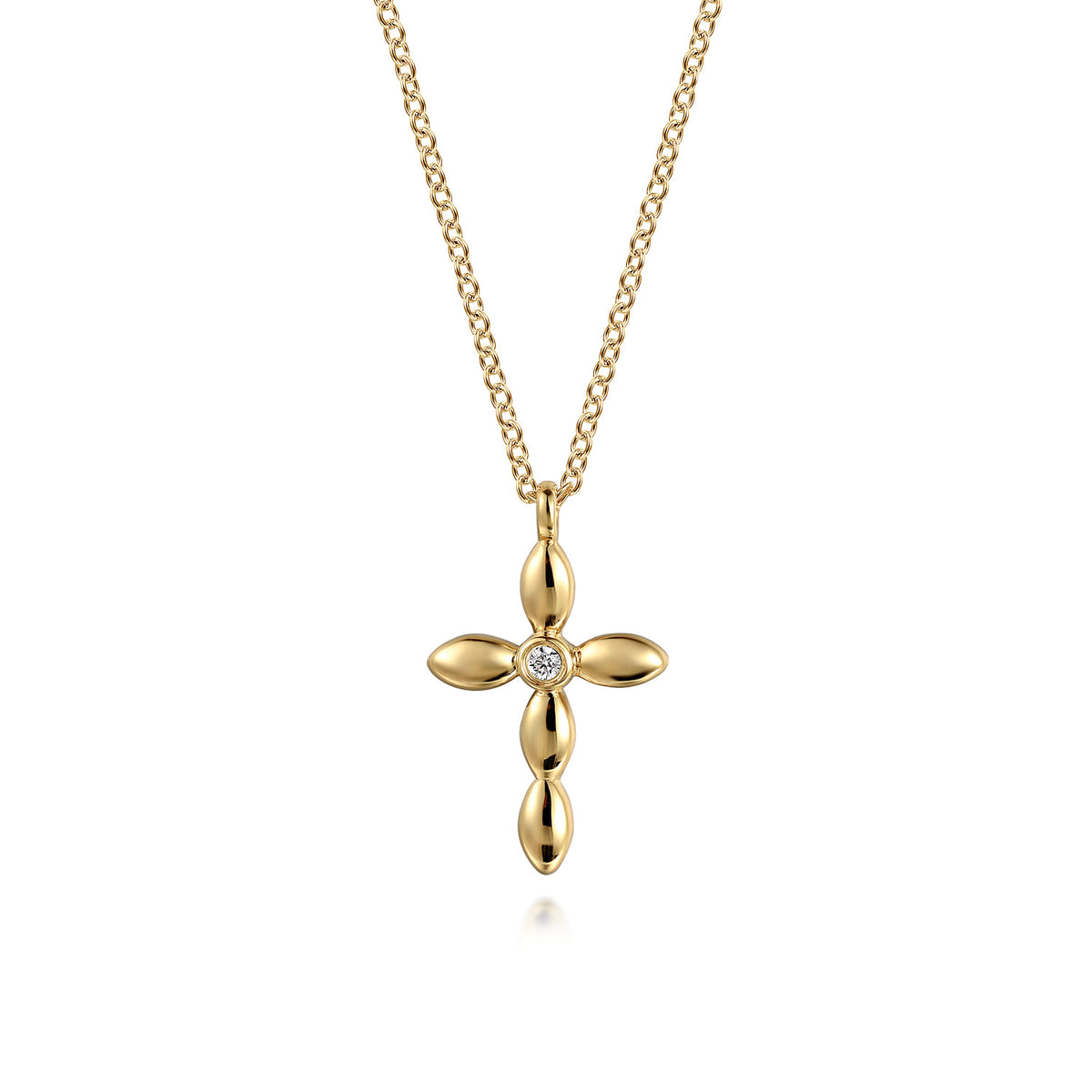 14K Yellow Gold Diamond Cross Necklace, 0.02ct — Gabriel & Co. NK7654Y45JJ