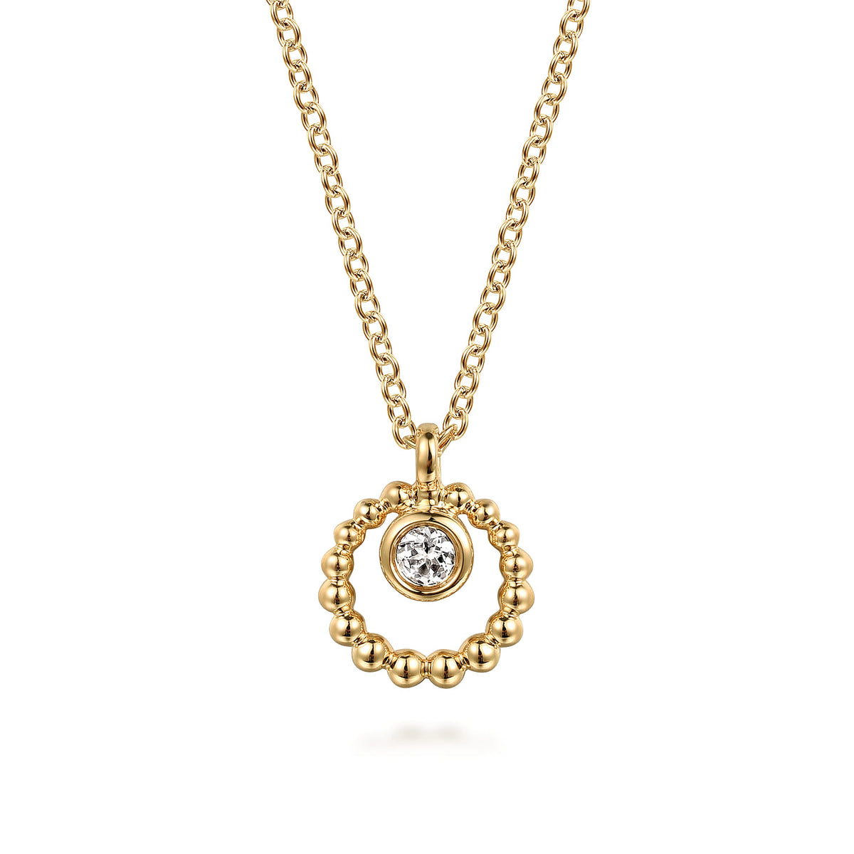 14K Yellow Gold White Sapphire Pendant Necklace-Bujukan — Gabriel & Co. NK7660Y4JWS