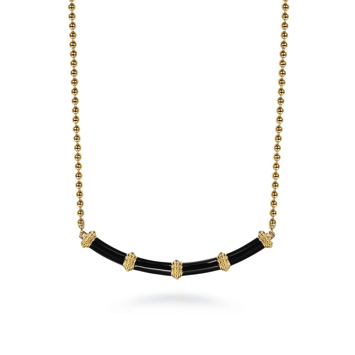 14K Yellow Gold Bujukan Bar Necklace with Black Enamel — Gabriel & Co. NK7682E8Y4JJJ