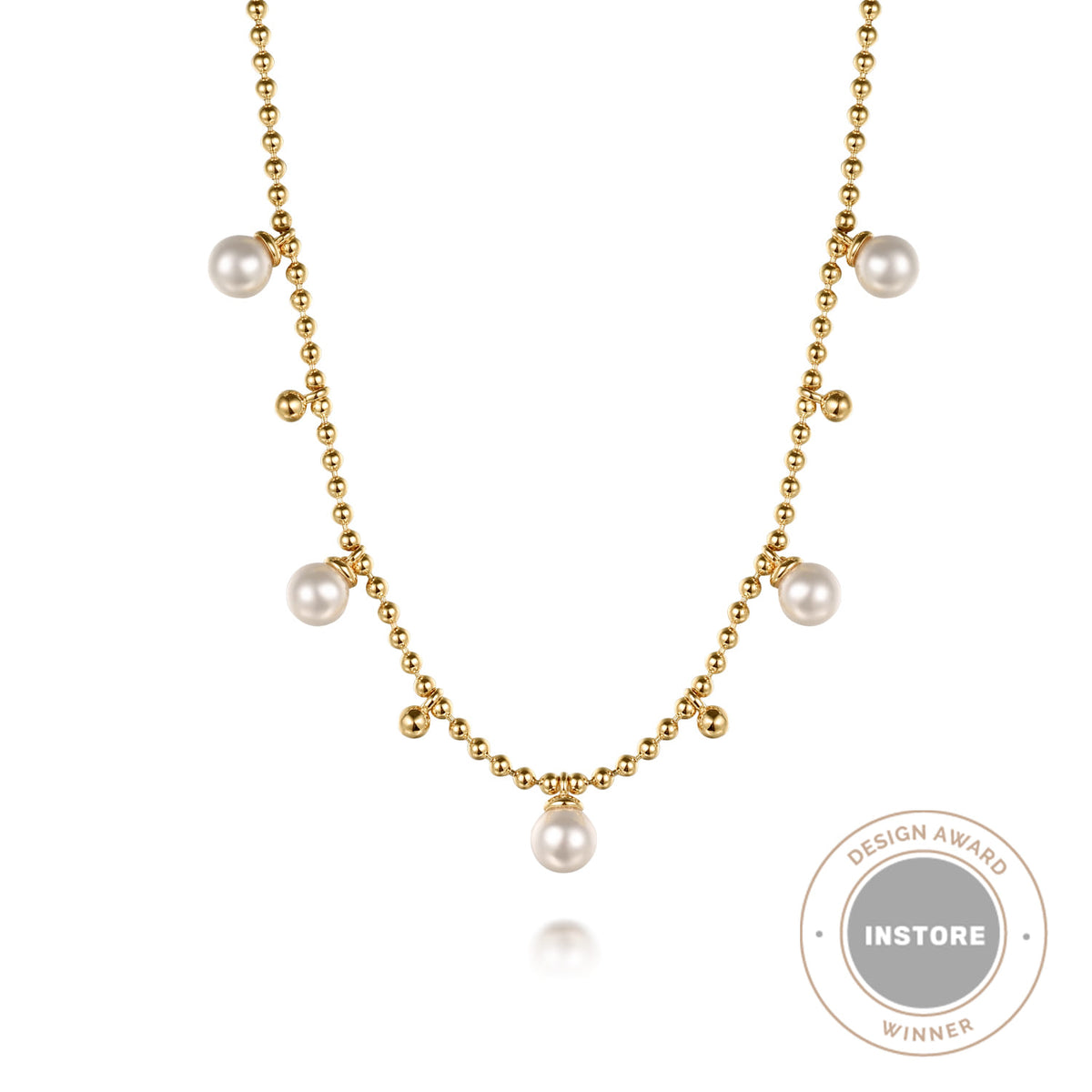 Beaded Layered Necklace Droplet 14K Yellow Gold Pearl Bujukan — Gabriel & Co. NK7690Y4JPL