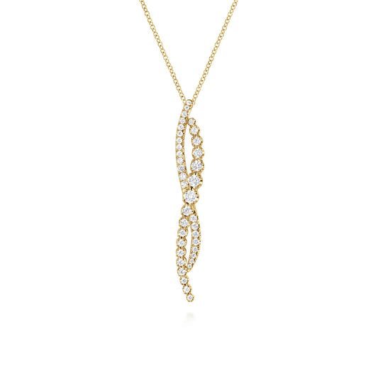 14K Yellow Gold Diamond Twisted Pendant Necklace — Gabriel & Co. NK7708Y45JJ