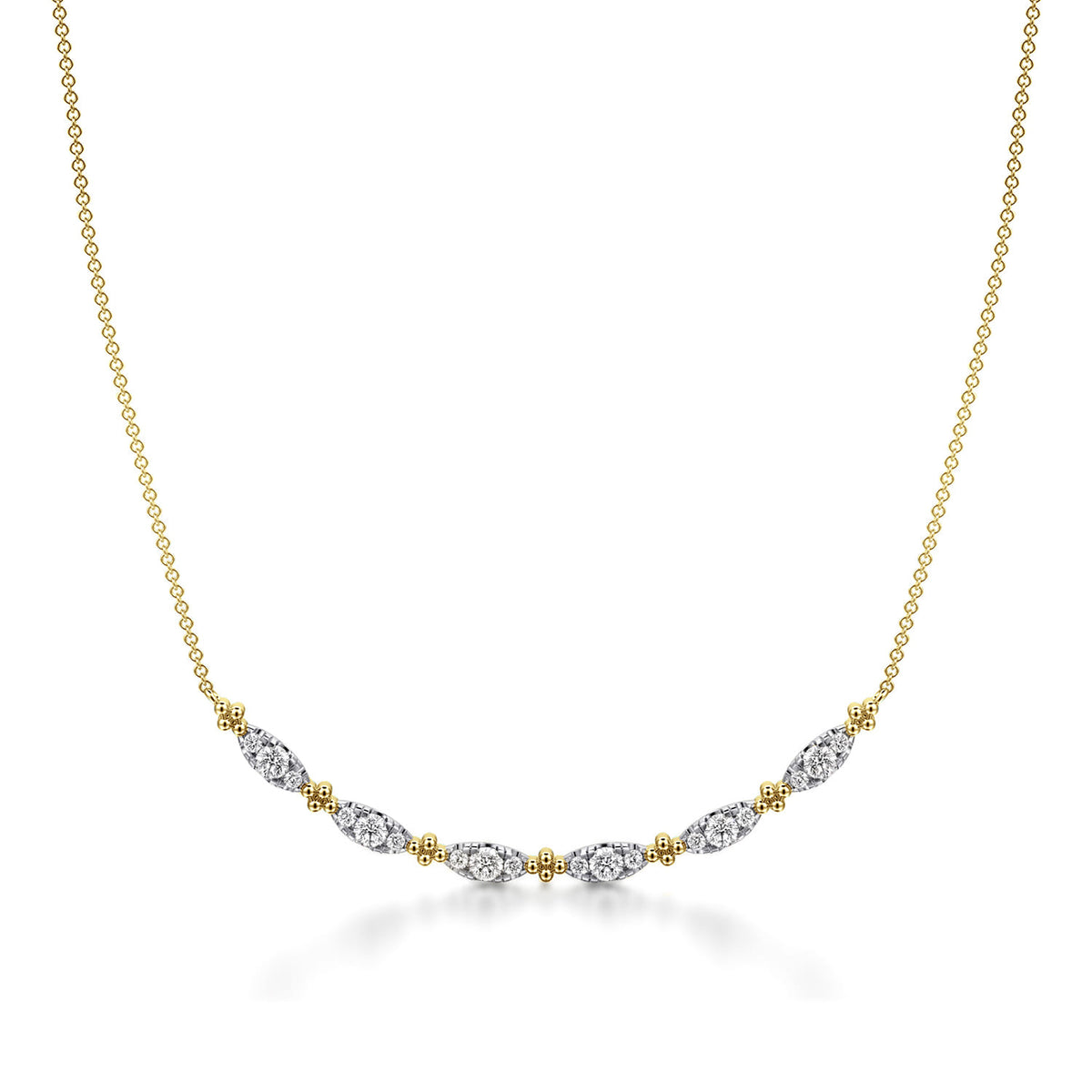 14K Yellow Gold Curved Bujukan Bar Diamond Necklace — Gabriel & Co. NK7745Y45JJ