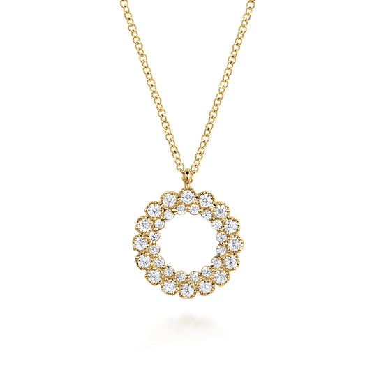 14K Yellow Gold Diamond Circle Pendant Necklace — Gabriel & Co. NK7763Y45JJ