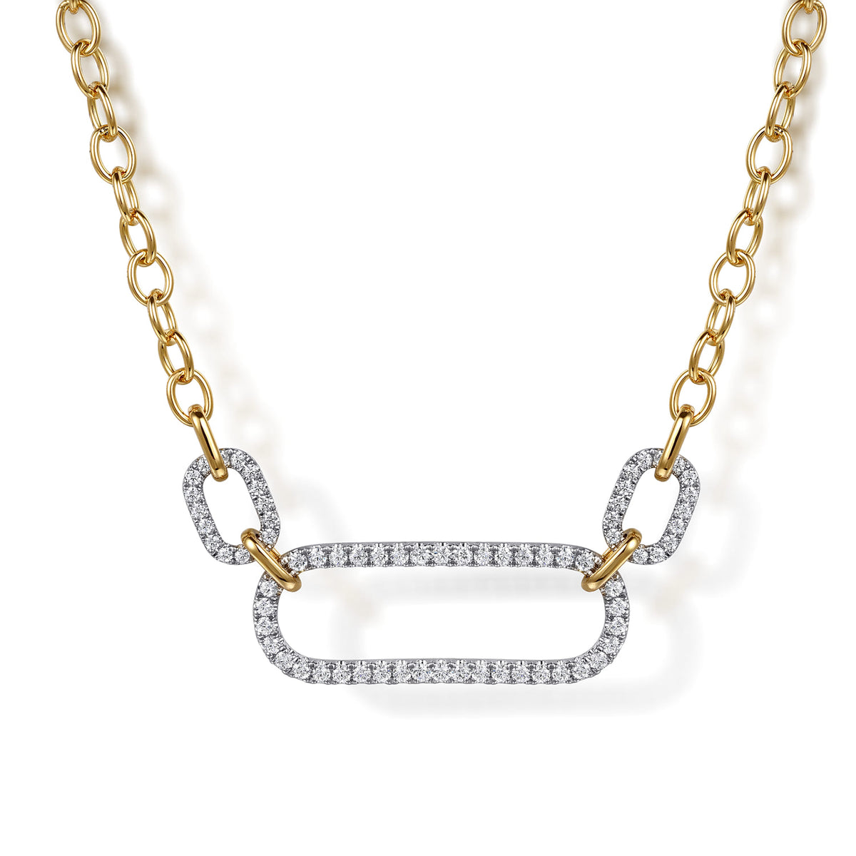 14K White&Yellow Gold Diamond Link Chain Necklace — Gabriel & Co. NK7808M45JJ