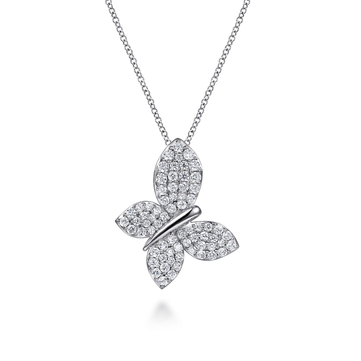 14K White Gold Diamond Butterfly Pendant Necklace — Gabriel & Co. NK7934W45JJ