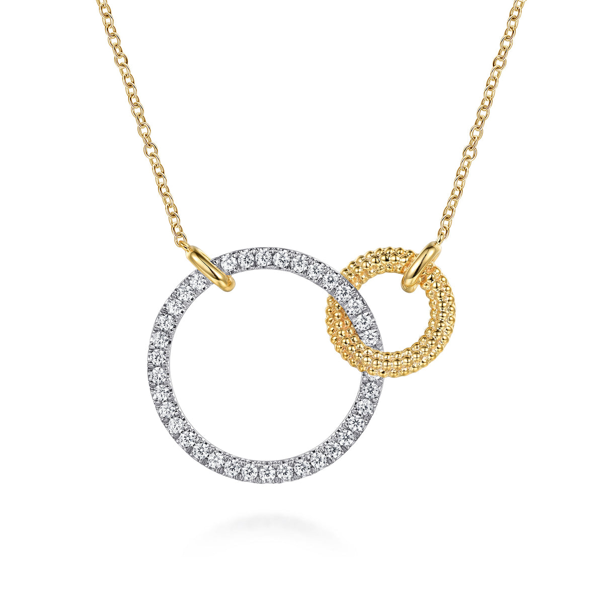 14K White & Yellow Gold Bujukan and Diamond Interlocking Pendant Necklace — Gabriel & Co. NK7994M45JJ