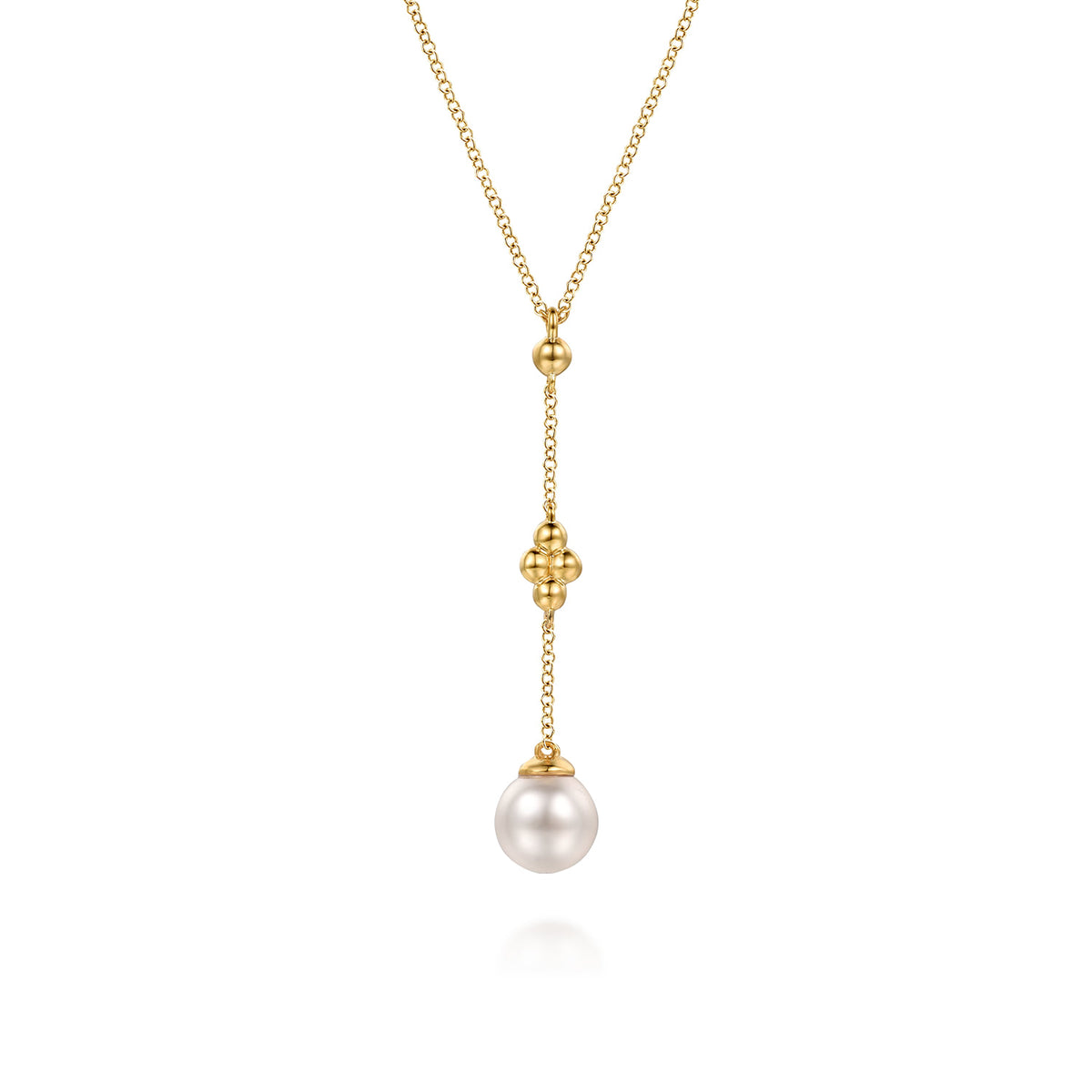 14K Yellow Gold Clover Bujukan and Pearl Drop Necklace — Gabriel & Co. NK7997Y4JPL