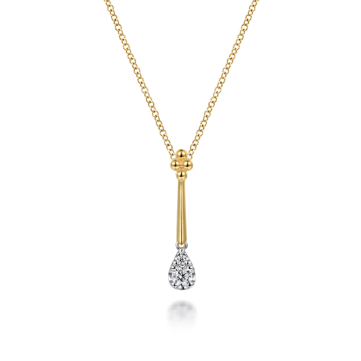 14K White & Yellow Gold Bujukan and Diamond Teardrop Pendant Necklace — Gabriel & Co. NK8001M45JJ