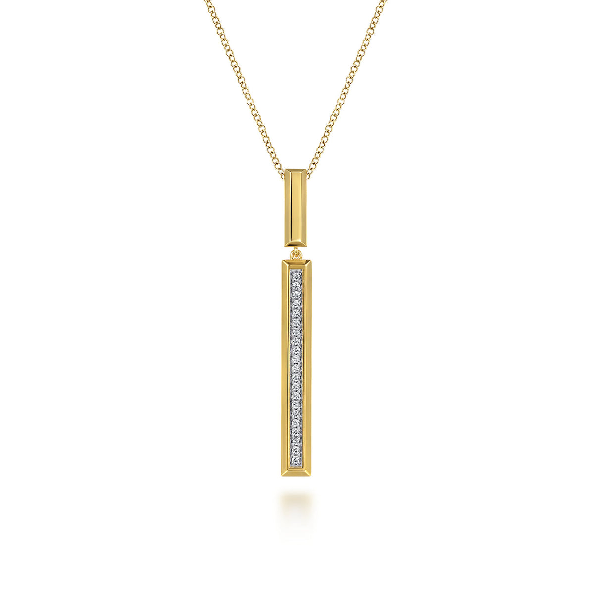 14K Yellow Gold Diamond Elongated Pyramid Drop Necklace — Gabriel & Co. NK8015Y45JJ