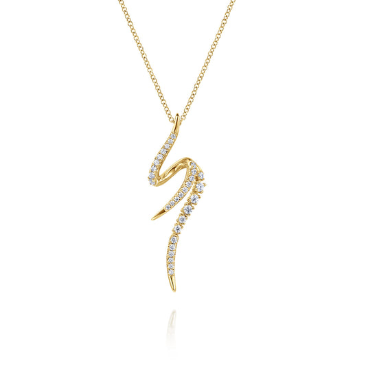 14K Yellow Gold Diamond Spike Bypass Drop Necklace — Gabriel & Co. NK8043Y45JJ