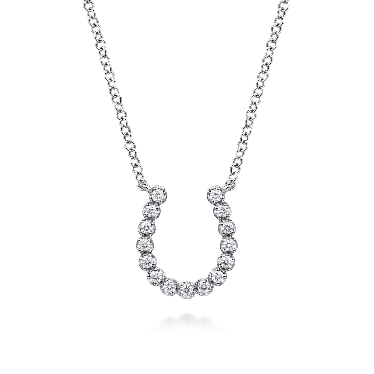 14K White Gold Diamond Horseshoe Pendant Necklace — Gabriel & Co. NK8056W45JJ