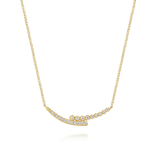 14K Yellow Gold Diamond Bypass Bar Necklace — Gabriel & Co. NK8059Y45JJ