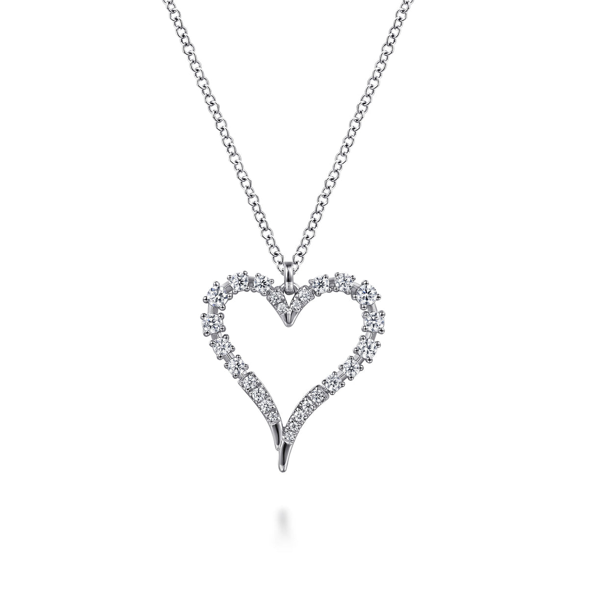 14K White Gold Diamond Heart Pendant Necklace — Gabriel & Co. NK8073W45JJ