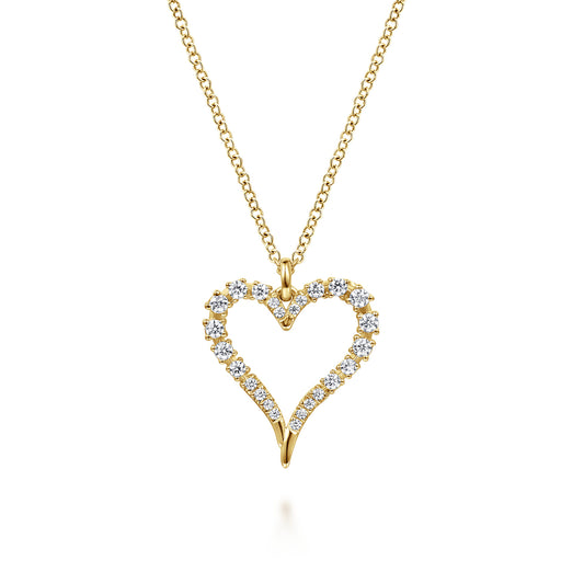 14K Yellow Gold Diamond Heart Pendant Necklace — Gabriel & Co. NK8075Y45JJ