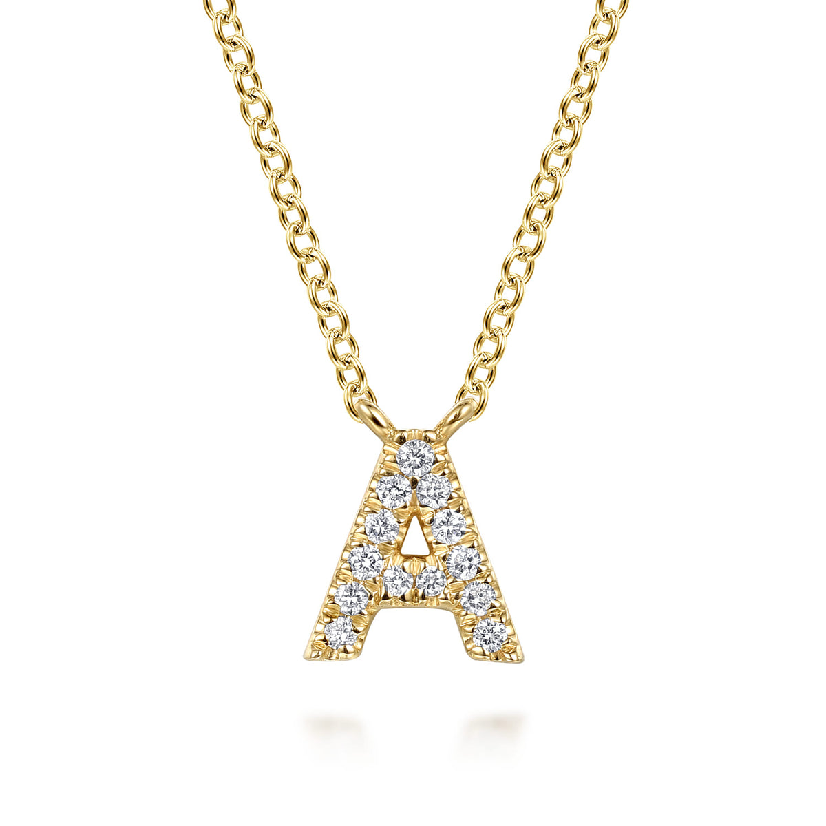 14K Yellow Gold Diamond A Initial Pendant Necklace — Gabriel & Co. NK8132A-Y45JJ