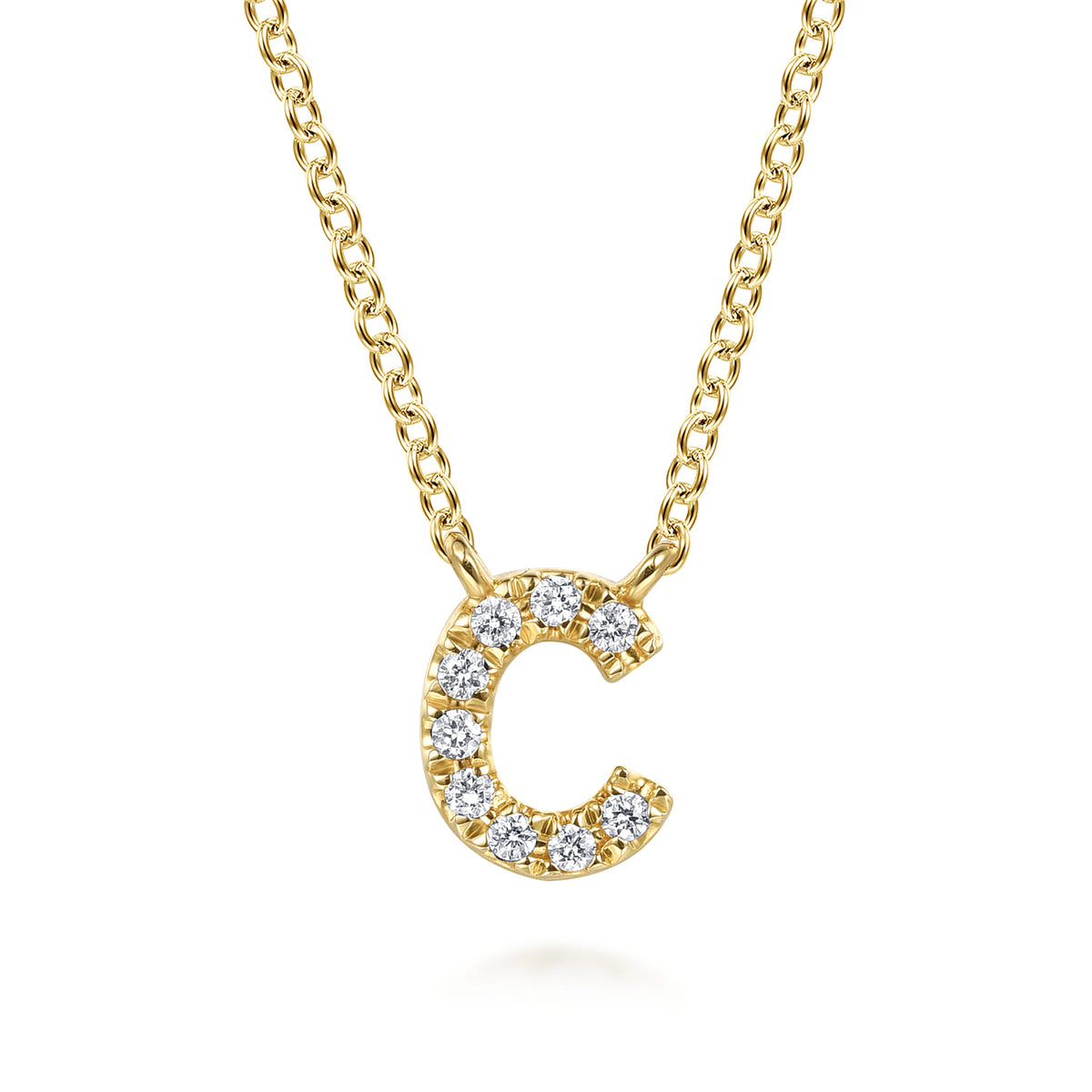 14K Yellow Gold Diamond C Initial Pendant Necklace — Gabriel & Co. NK8132C-Y45JJ