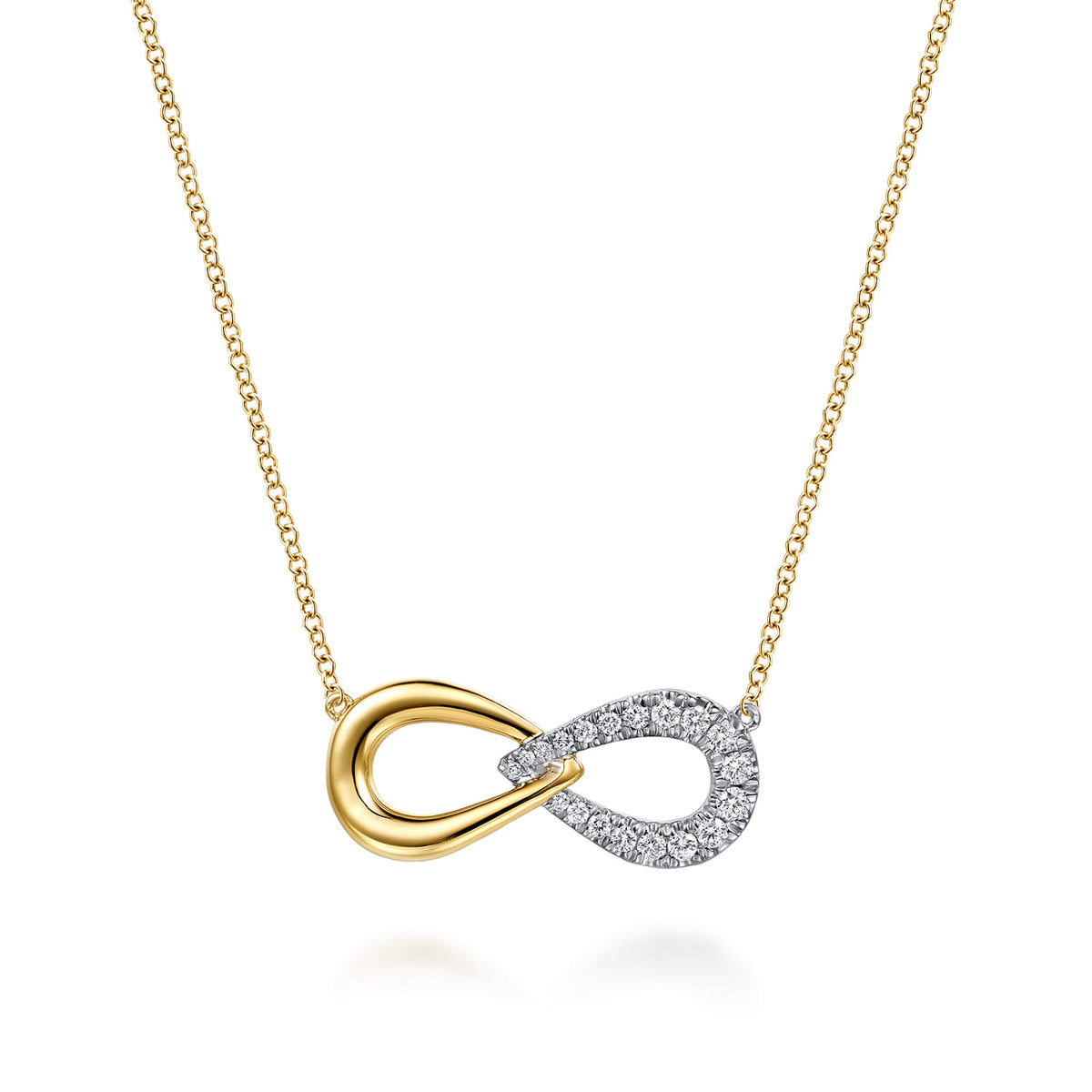 14K White and Yellow Gold Diamond Infinity Necklace — Gabriel & Co. NK8143M45JJ