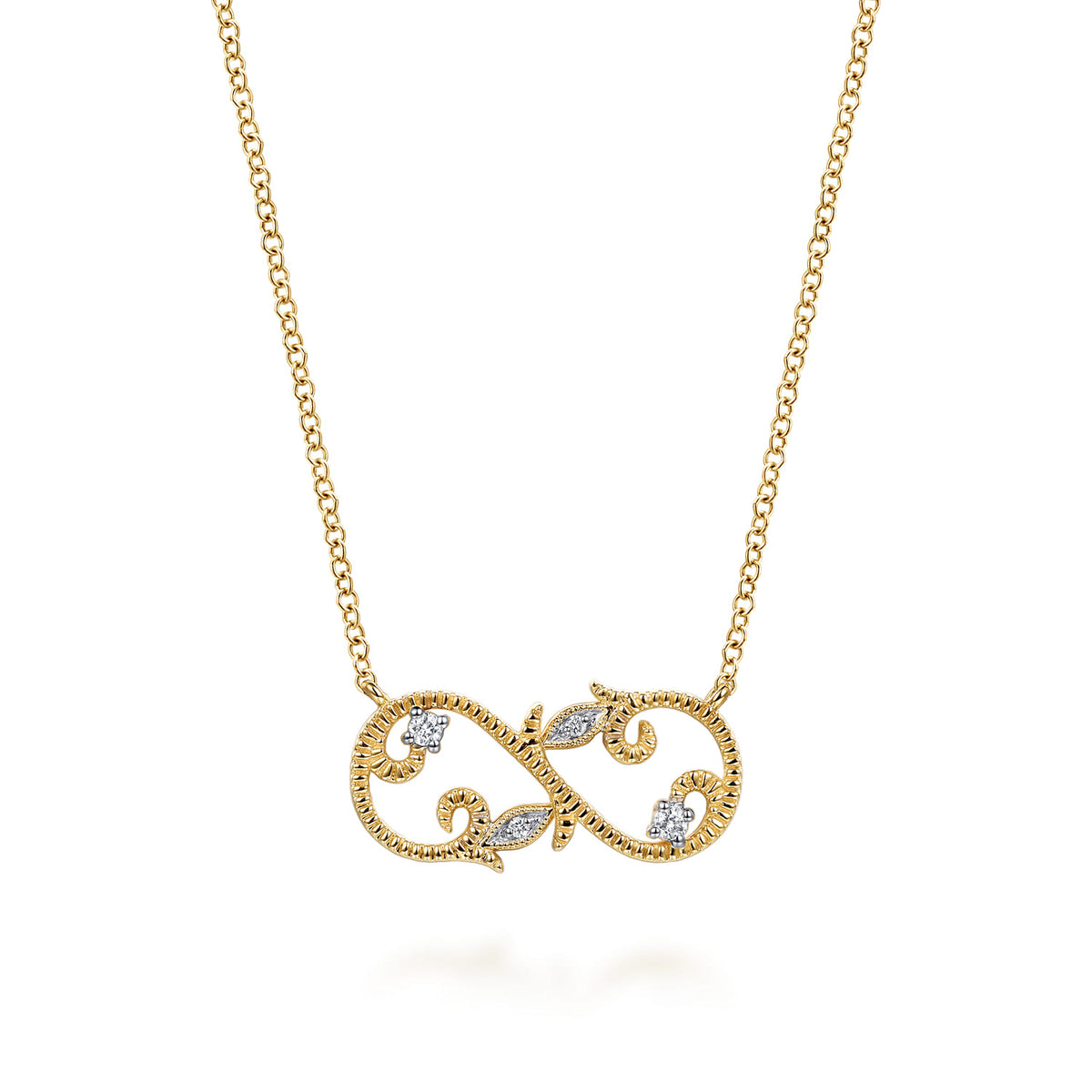 14K Yellow Gold Diamond Infinity Floral Necklace — Gabriel & Co. NK8150Y45JJ