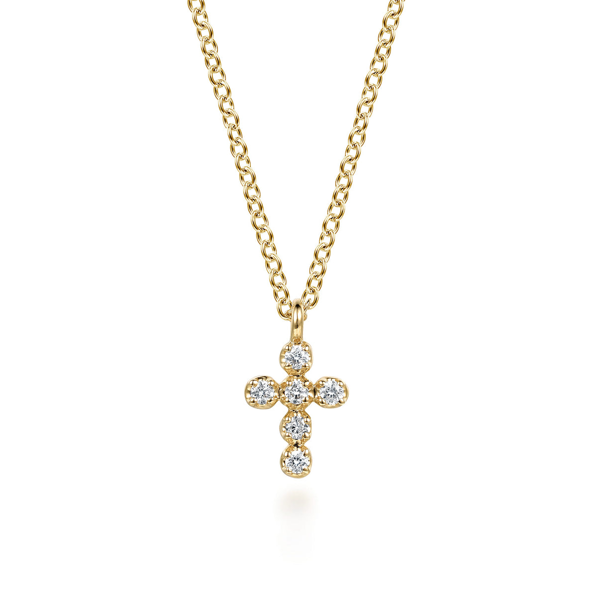 14K Yellow Gold Diamond Cross Pendant Necklace — Gabriel & Co. NK8173Y45JJ