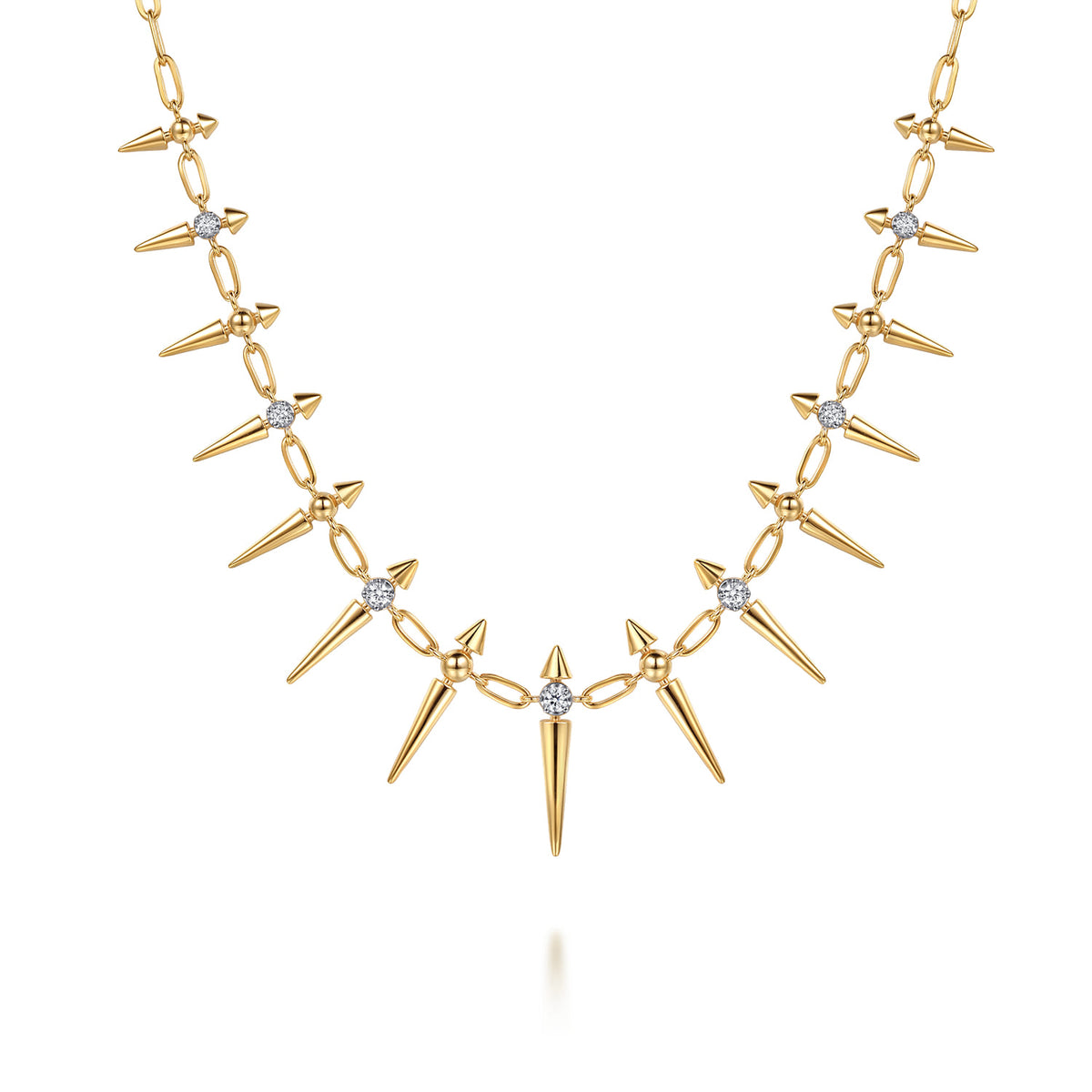 14K Yellow Gold Bujukan Diamond Spike Droplet Necklace — Gabriel & Co. NK8190Y45JJ