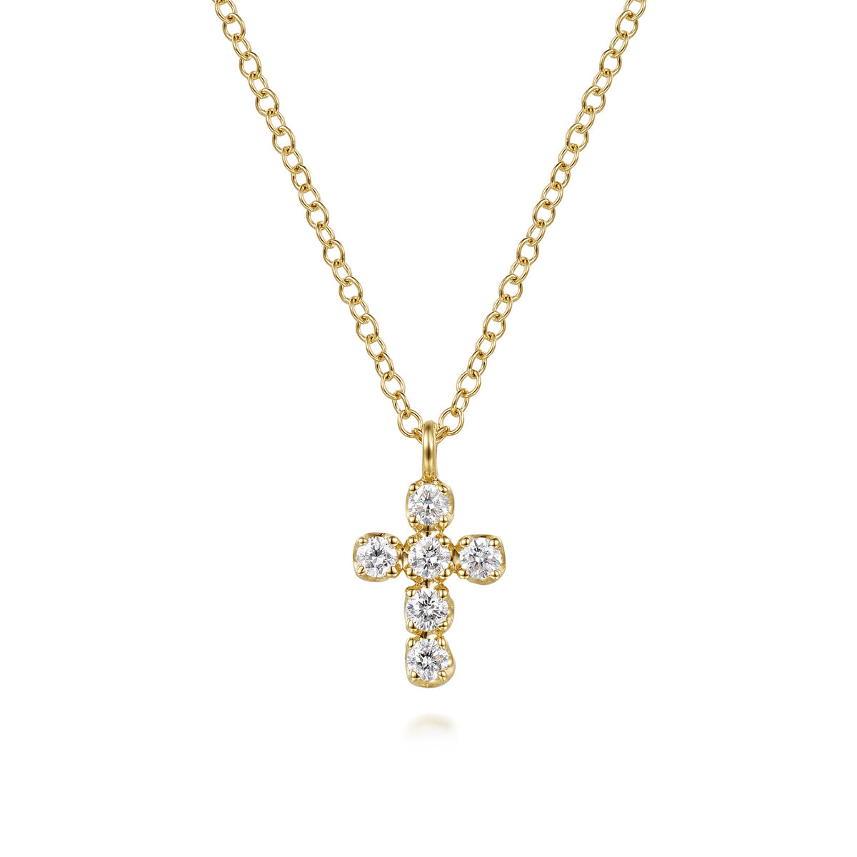 14K Yellow Gold Diamond Cross Pendant Necklace — Gabriel & Co. NK8220Y45JJ