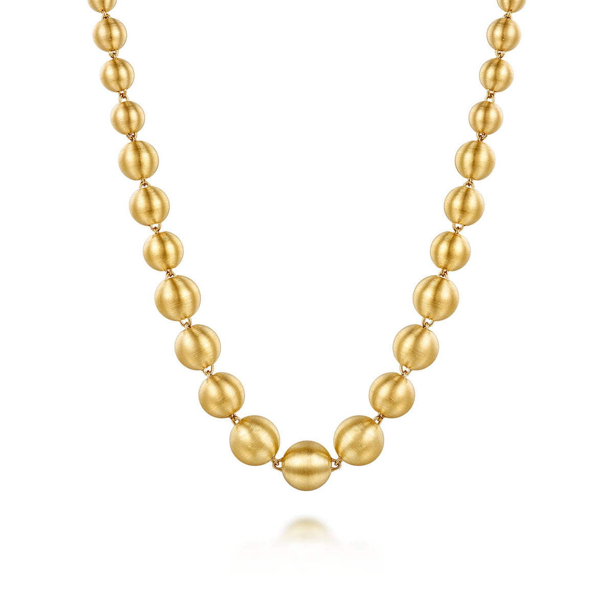 14K Yellow Gold Graduating Bujukan Bead Chain Necklace — Gabriel & Co. NK8239-18Y4JJJ