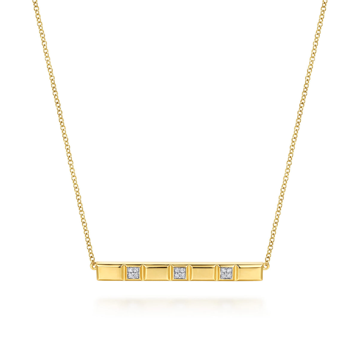14K Yellow Gold Diamond and Half Cube Bar Necklace — Gabriel & Co. NK8248Y45JJ
