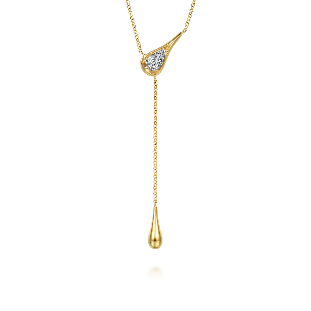 14K White&Yellow Gold Diamond Pear Y Necklace — Gabriel & Co. NK8255M45JJ
