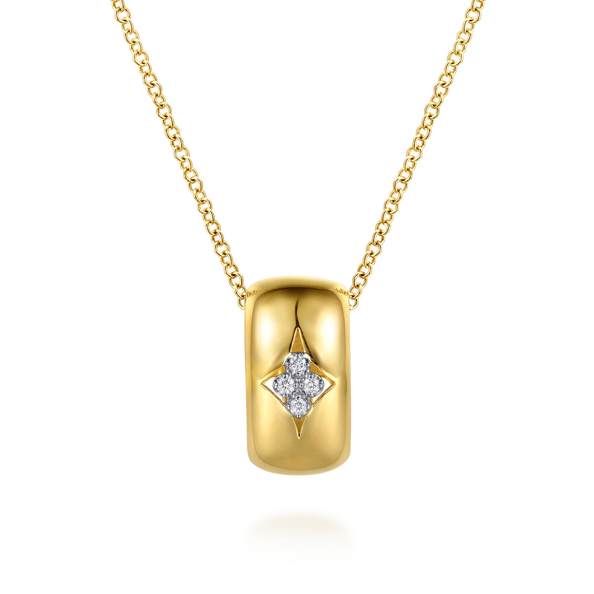 14K White and Yellow Gold Diamond Clover Slider Pendant Necklace — Gabriel & Co. NK8280M45JJ