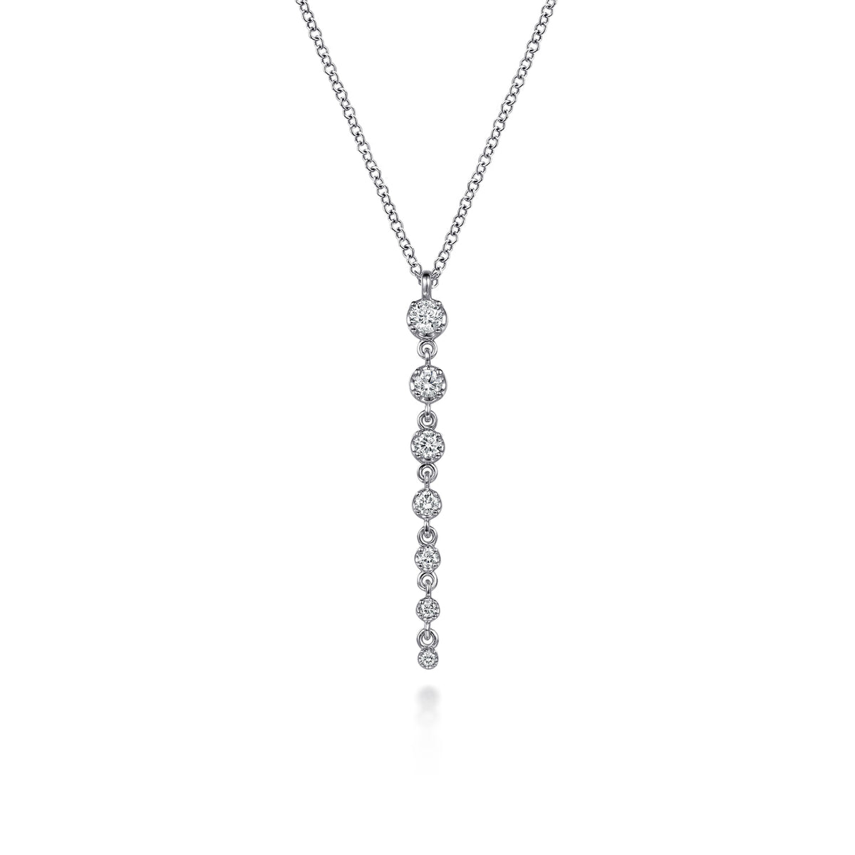 14K White Gold Graduating Diamond Buttercup Set Drop Necklace — Gabriel & Co. NK8284W45JJ